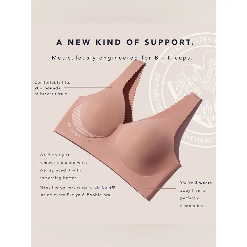 EVELYN BOBBIE Evelyn Bra XL Wireless EB Core Support Smoothing Scalloped Beige